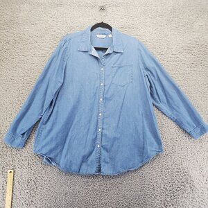 Great Northwest Indigo Shirt Womens 2X Blue Chambray Cotton Button-Down